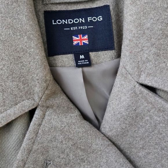 London Fog - Taupe Double Breasted Peacoat With Scarf #1092 - Picture 7 of 7